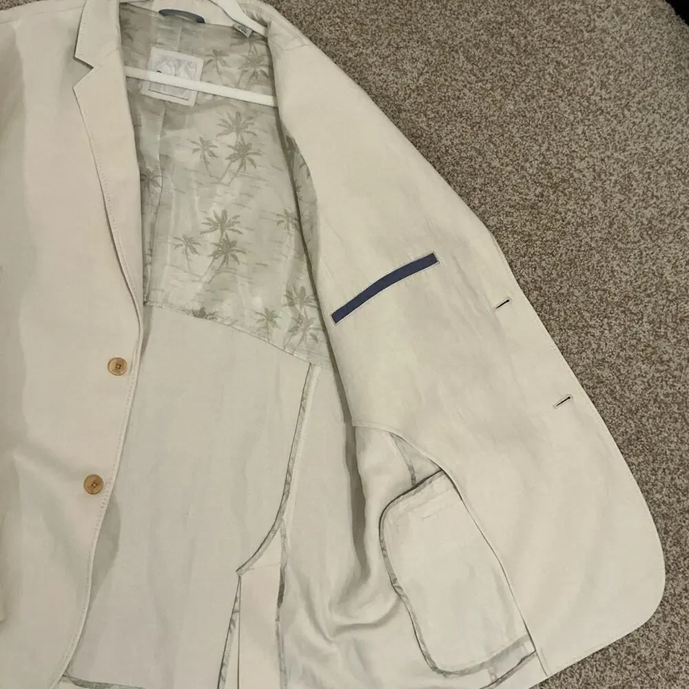 NWOT Tommy Bahama Monterey Blazer Silk Linen Sport Coat Tan Neutral Size XXL